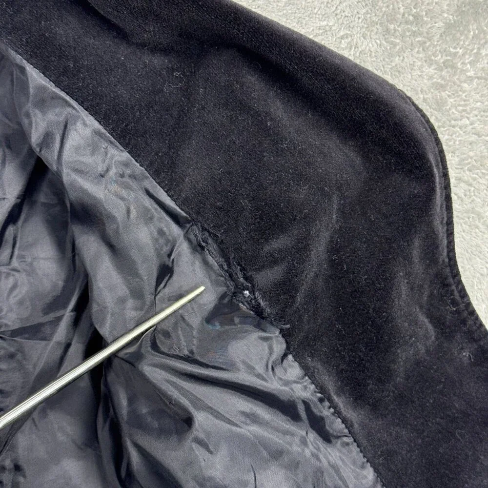 Y2K Calvin Klein Black Velour Jacket Blazer M Academia Whimsigoth Dark Romance